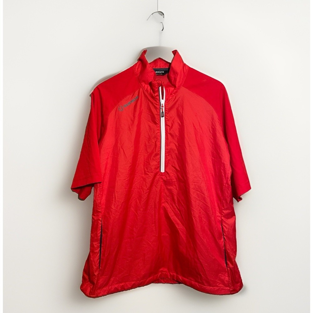 Sunice Westchester Wind Shirt Mens Large Zip Short Sleeve Golf Windbreaker Red